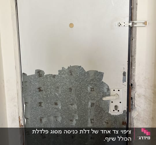 דלת עם ציפוי מתכת חלקי ותפס דלת
